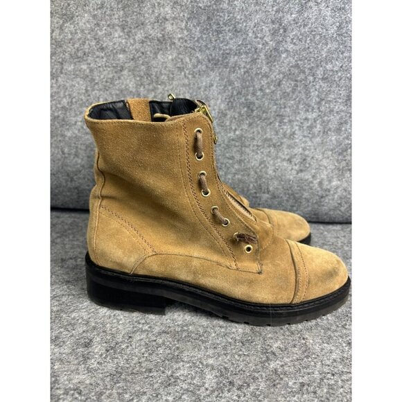 Allsaints Ariel Combat Boots Women's EU 40 Tan Suede Zip Up Ankle - Picture 4 of 10